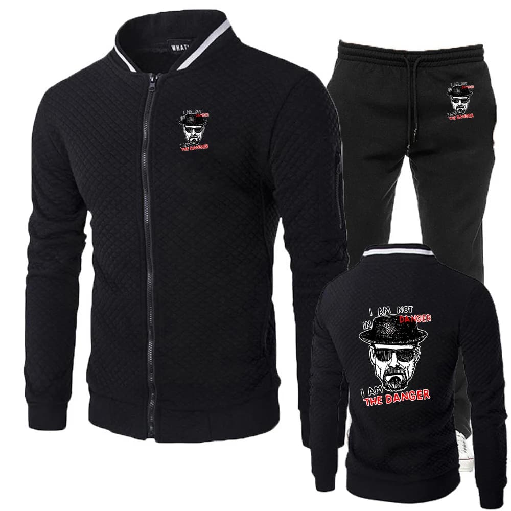 Men's Sporty Complete Spring-Autumn 2026 with Breaking Bad Printing, Zip Jacket and Slim Fit Pants