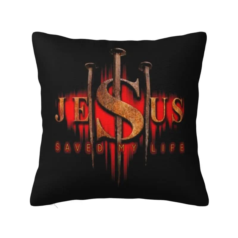 Jesus Saved My Life Throw Pillow Case 66*66cm for Sofa Christian Religious Faith Cushion Cover Soft Polyester Pillowcase