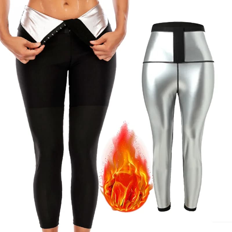 Women's sauna pants, body modelling, warm sweat effect, slimming pants, for weight loss, workout, gym, leggings, fat burning fitness pants