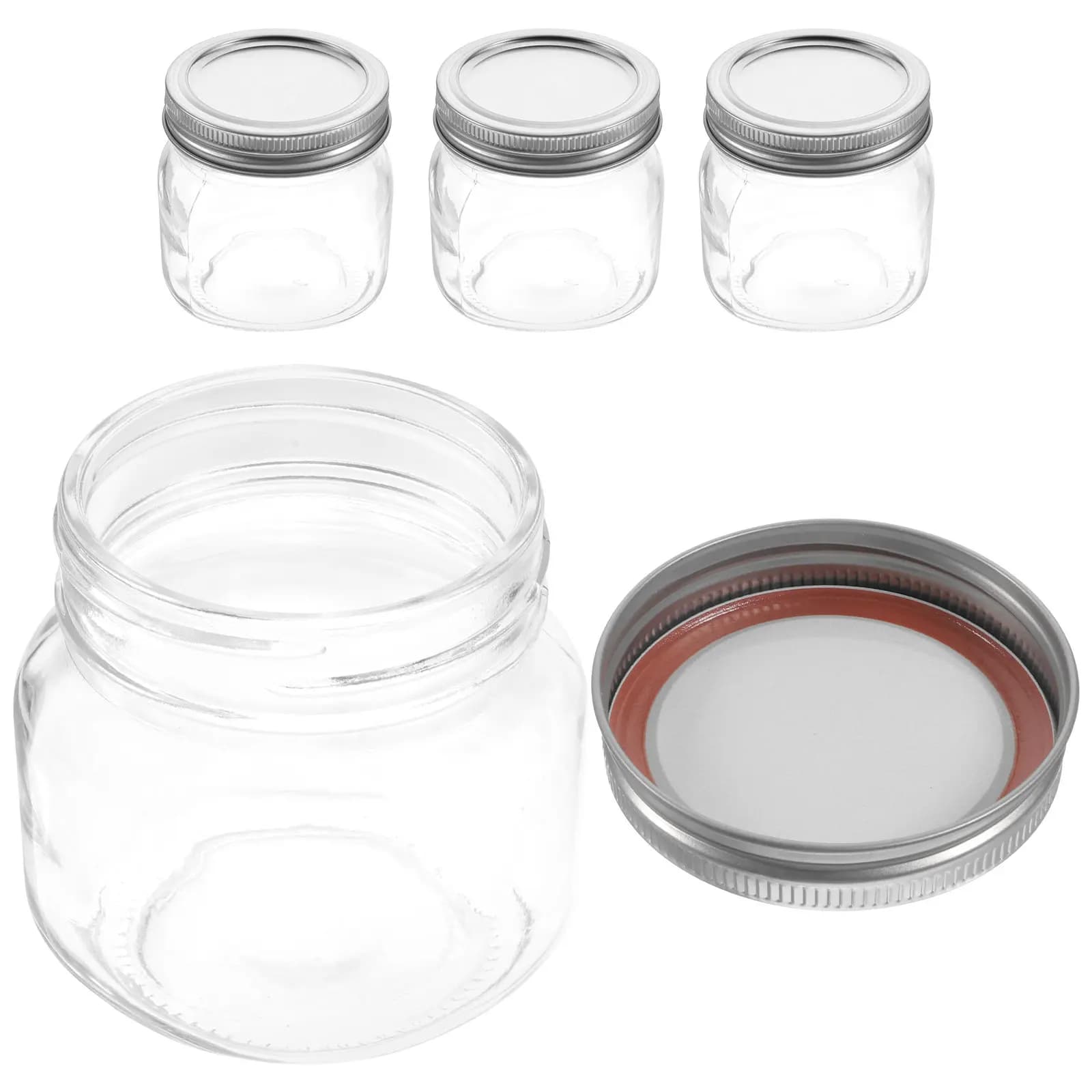 4 Pcs Jam Jars with Lids Glass Food Storage Containers Airtight Transparent Canisters