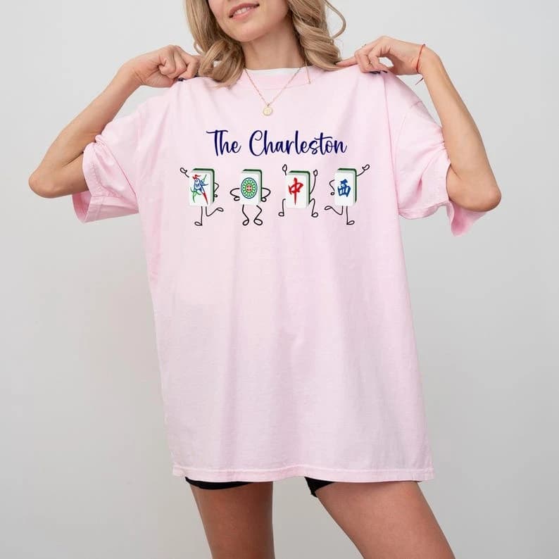 Il Charleston Mahjong Tile T-shirt Mahjong Dance Mahjong Player Regalo Camicia divertente Moda estiva Casual Comfort T-shirt in cotone morbido