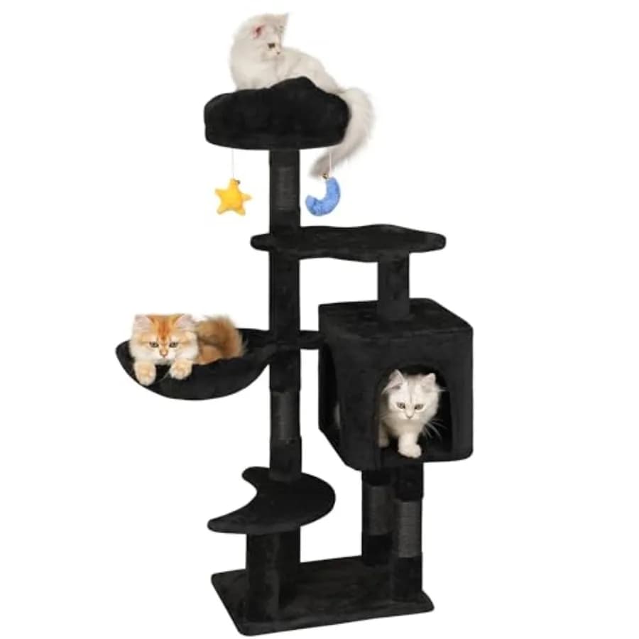 Albero per Gatti Gotico Nero per Gattini da Interno e Gatti Piccoli Sotto i 6 Mesi (fino a 4 kg), Torre per Gatti Carina da 43 Pollici con Tiragraffi e Cuccette