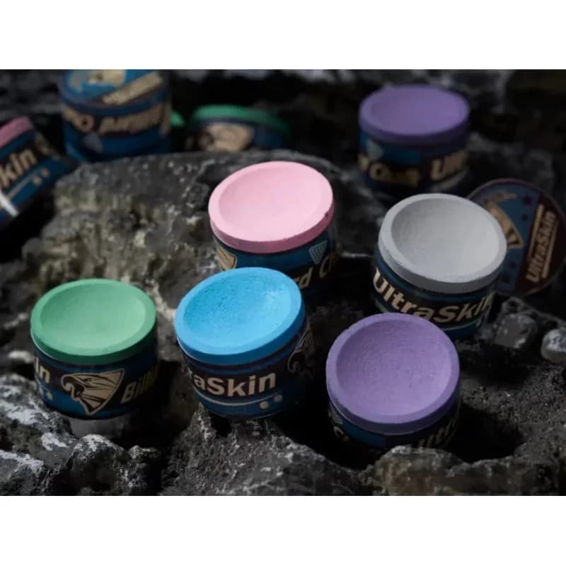 Promozione Accessori Biliardo: Gessetti UltraSkin Rotondi Verdi/Blu/Grigi/Viola/Rosa per Stecche da Snooker e Biliardo in Vendita