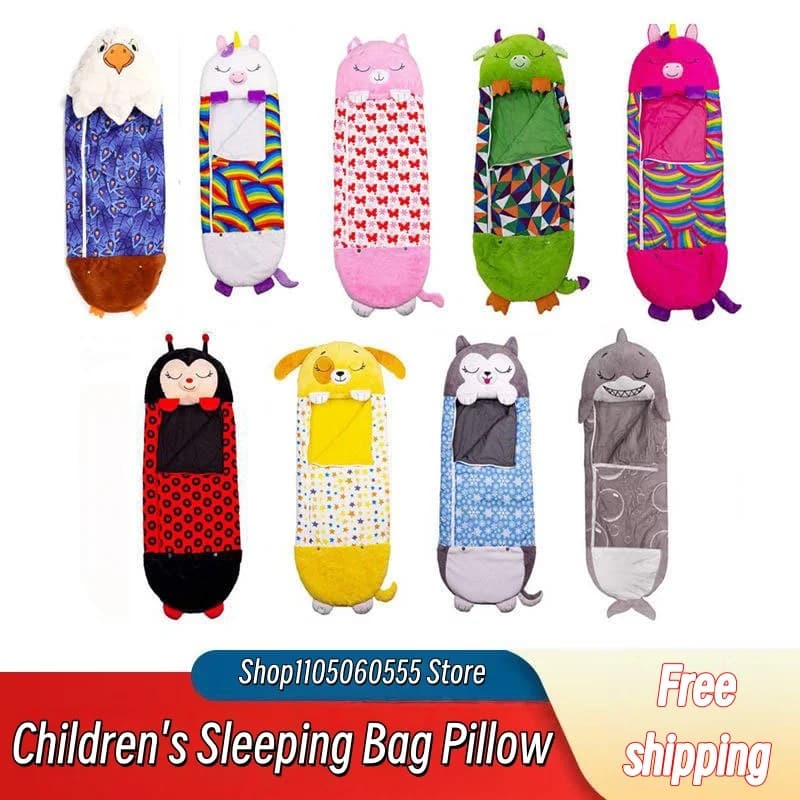 Children's Cartoon Sleeping Bag with Pillow for Birthday Gift Kids Comfy Plush Warm Sleepy Sack Animal Boys Girls Soft Sleepsack
