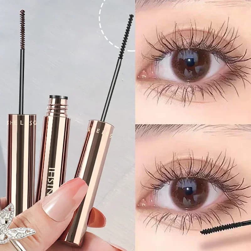 Mascara Opaco in Silk Fiber with Ultra-Fine Brush, Elong the Eyelashes, Waterproof, Fast drying, Brown and Black, Cosmetic Incurvante Mascara