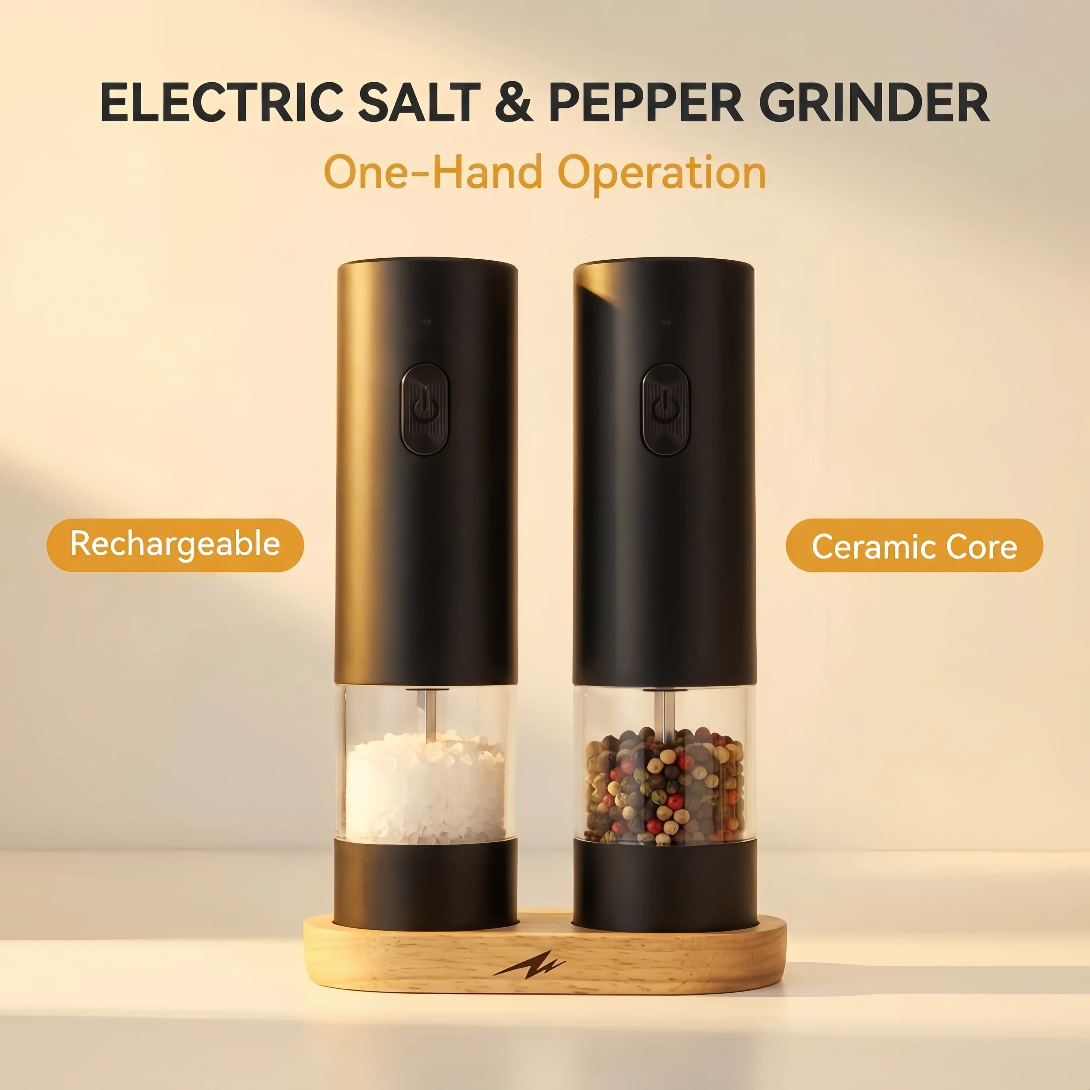 Set di macinapepe e macinasale elettrici ricaricabili tramite USB, macina spezie automatico azionabile con una sola mano con regolazione della macinatura, LED integrato