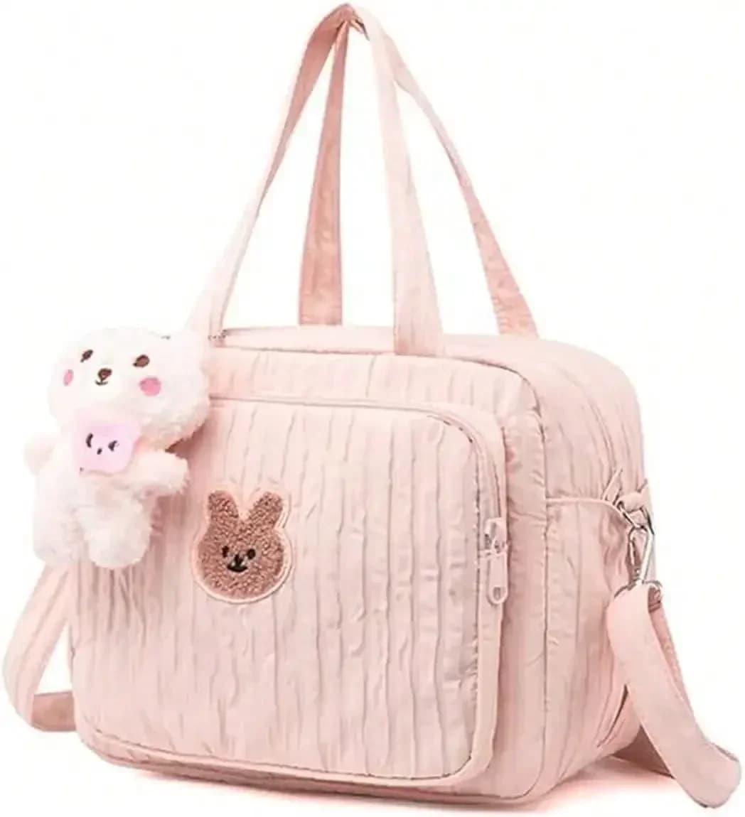 Pink Multi Purpose Crossbody Tote Backpack For Women, Waterproof Carryall Bag With Multi Pockets For Daily Travel Work & Weekend Outings