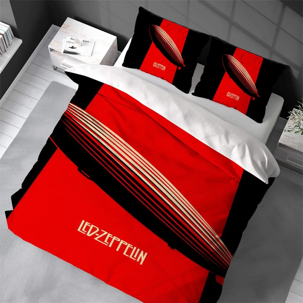 L-Led Band Z-Zeppelin Duvet Cover Set Home Style Bedding Soft Laundry Cotton Bed 3 Piece Set Student Dormitory Gift