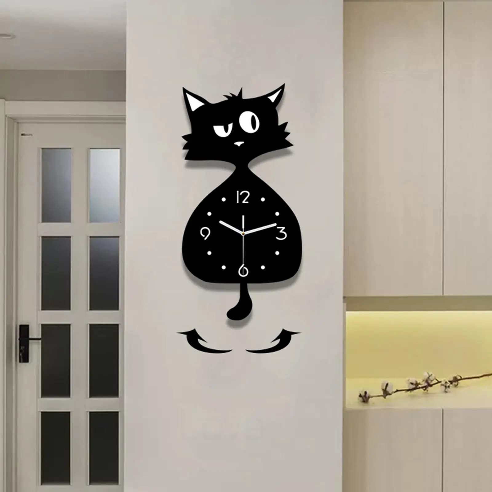 Orologio da parete per gatti Decorazione da parete Orologio decorativo a pendolo silenzioso per la cucina della camera dei bambini