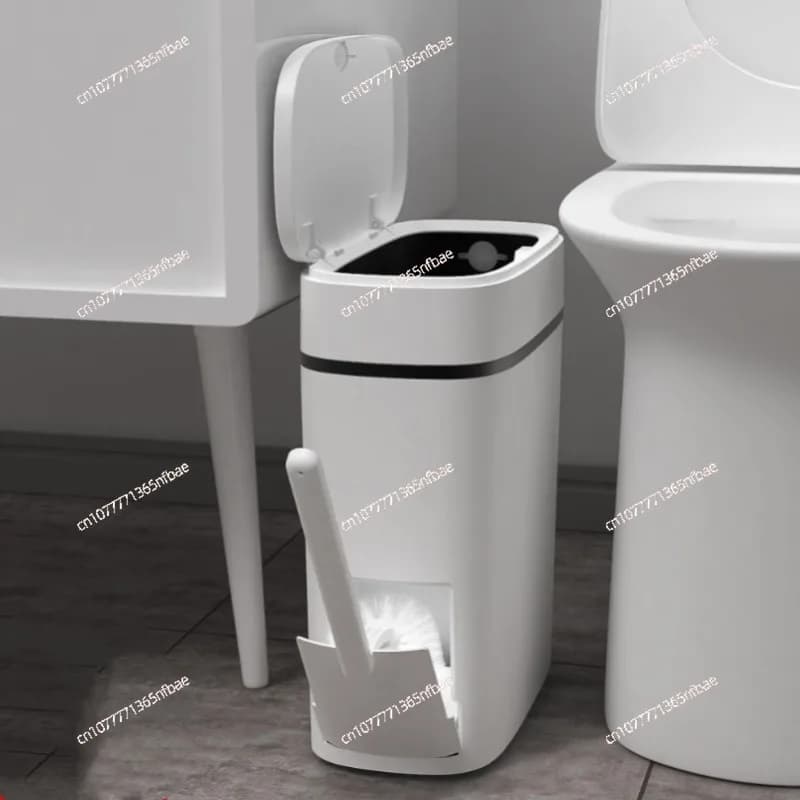 WC con spazzola per WC con coperchio, cestino per WC a fessura stretta