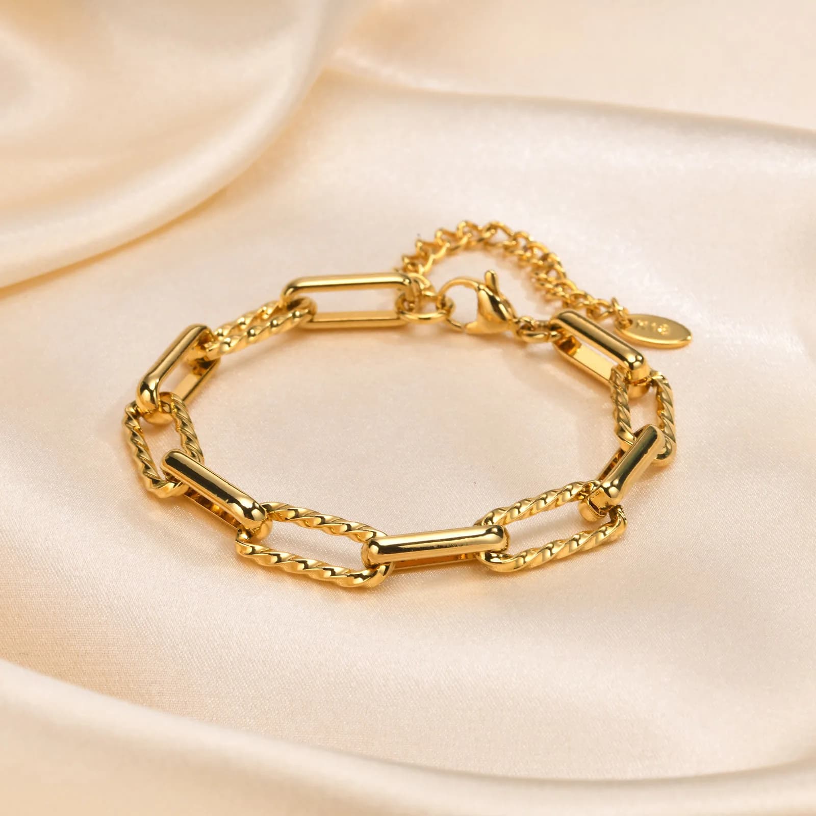 Elegante braccialetto con collana in acciaio inossidabile con decorazione a catena da lavoro per gioielli da viaggio, feste, banchetti da donna