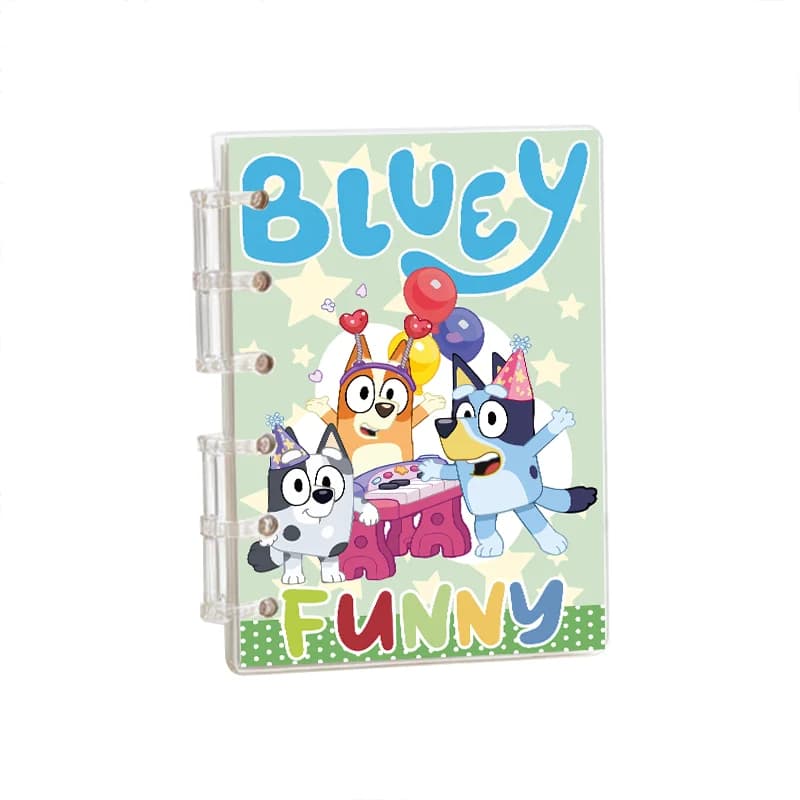 Quaderno Carino Formato A7 in Acrilico con Righe per Studenti, Tema Bluey, Bingo, Heeler, Regalo per Appassionati di Cartoni Animati