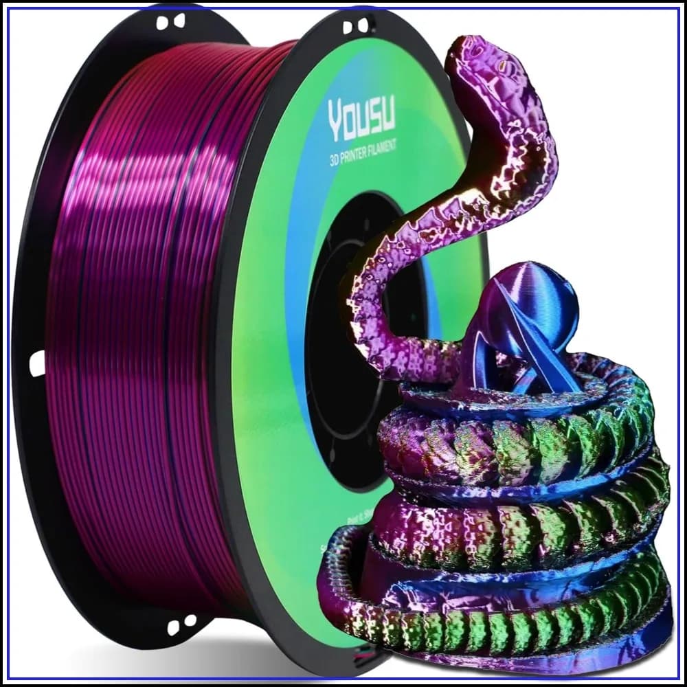 Filamento PLA Tricolore 1.75mm, Coestrusione Arcobaleno Seta PLA Rosa-Blu-Verde, Filamento Multicolore per Stampa 3D +/-0.02mm, 1kg/2.2lbs