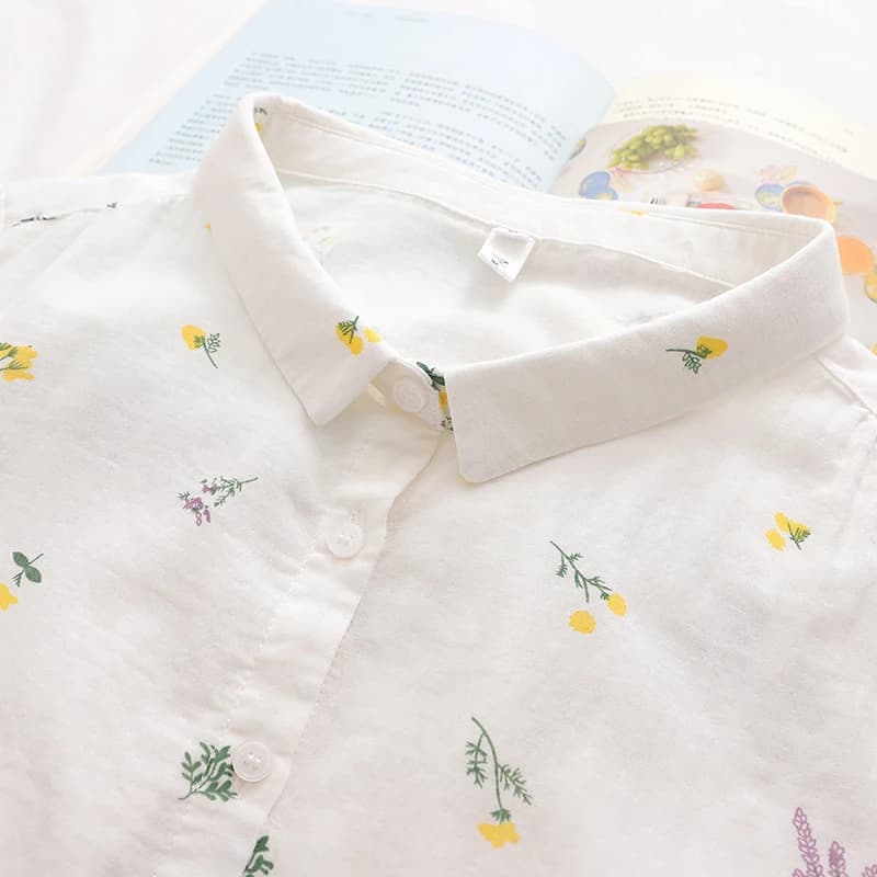 Nuova estate top in cotone abbigliamento donna casual dolce allentato stampa floreale maniche a tre quarti top da donna camicie larghe e camicetta U153