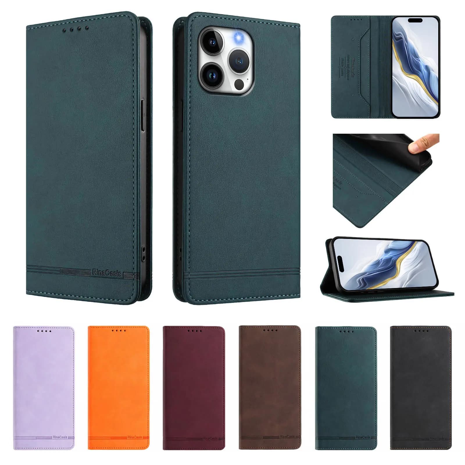 Custodia a libro con blocco RFID per Cricket Magic 2 Debut S3 Outlast Icon 6 Retro in pelle con 1 slot per carte e chiusura magnetica a portafoglio