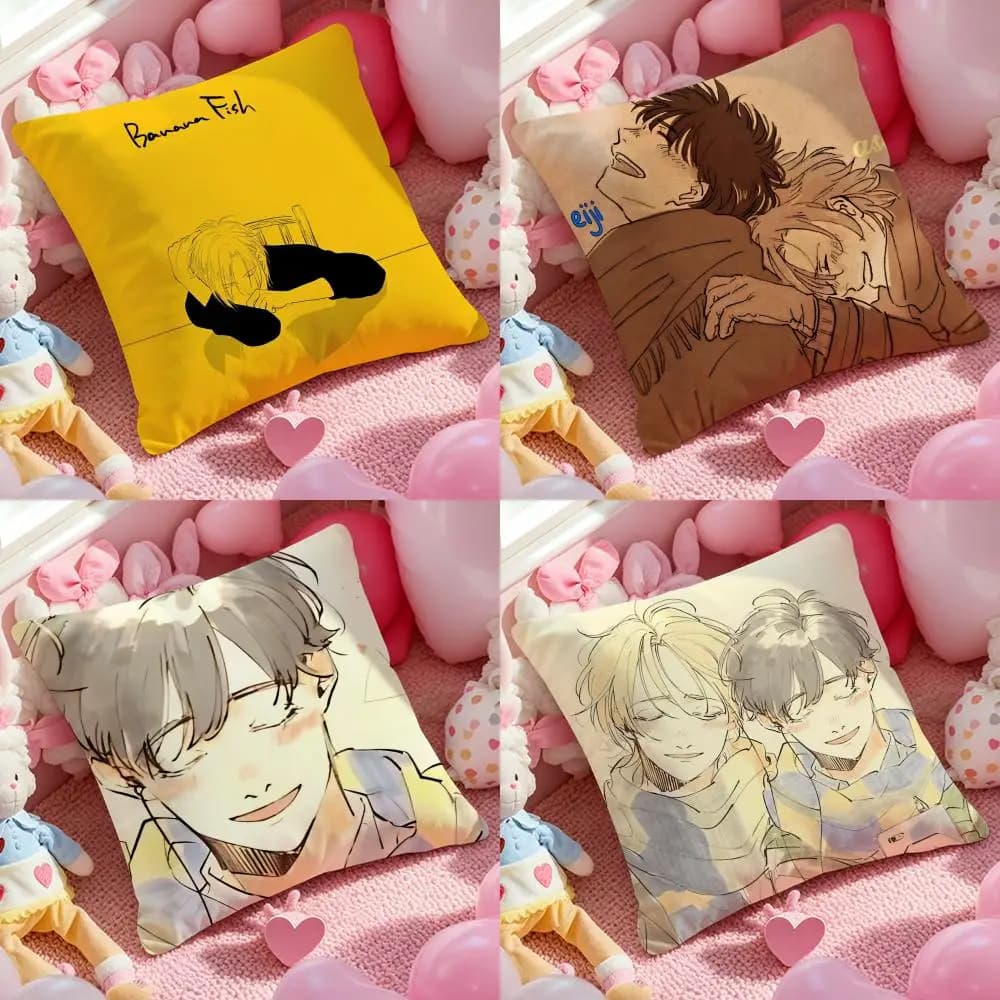 Federa per cuscino Anime Love Banana Fish in morbido tessuto di peluche, stampata su entrambi i lati, calda per l'inverno, per divano
