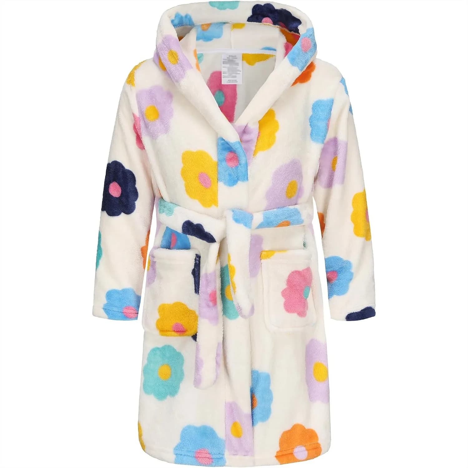 Kids Hooded Bathrobe Soft Plush Flannel Pajamas Sleepwear for Girls Boys Spa Robe