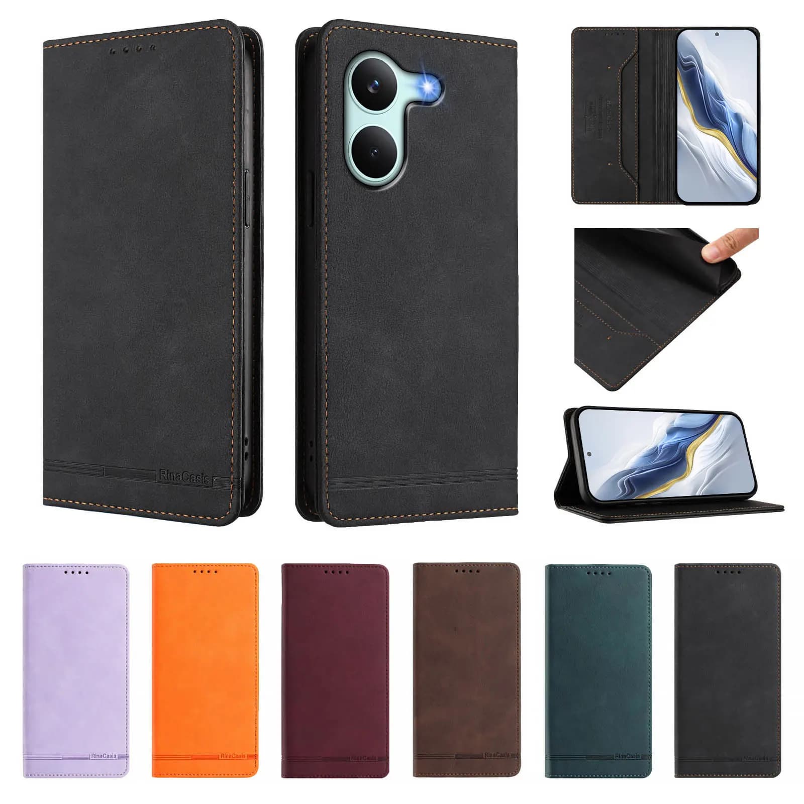 Custodia magnetica a libro in pelle antifurto RFID NFC per Xiaomi Poco X8 X7 X6 Neo X5 X4 X3 Pro GT, compatibile con Coque Poco X8 Pro Max