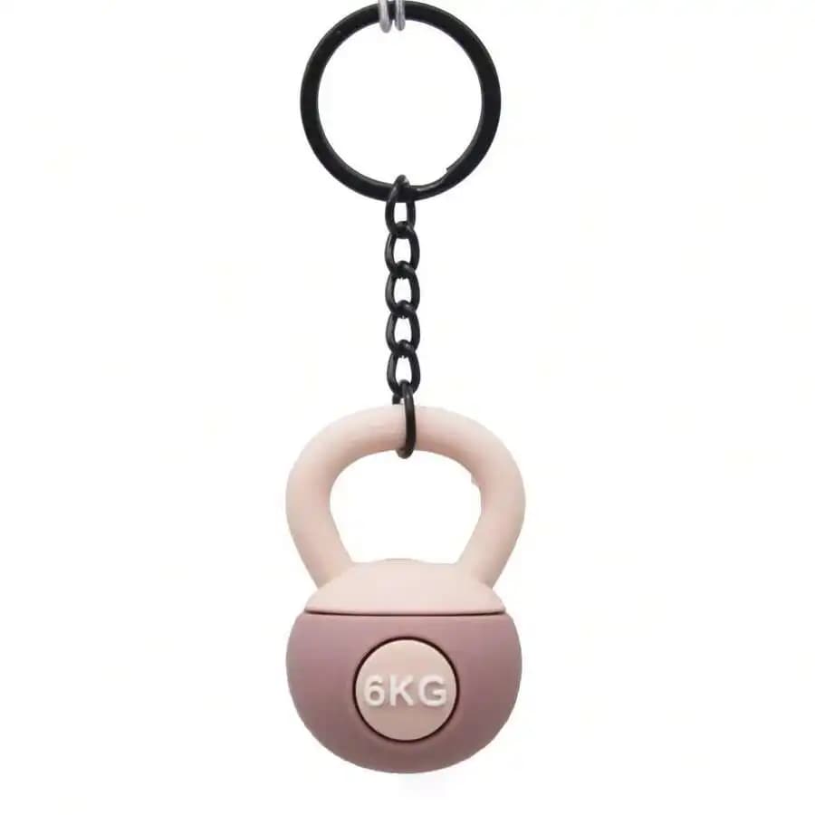PVC Rubber Kettlebell Keychain 6KG Sport Fitness Decoration For Bag Car Keys Adult Gift