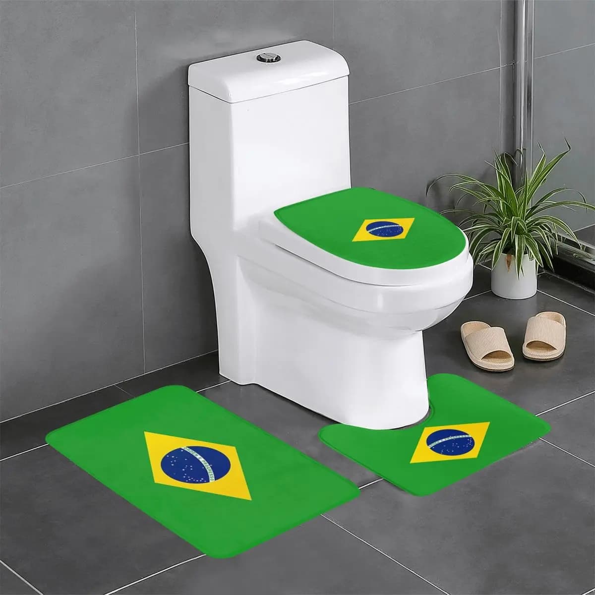 Bandiera nazionale del Brasile (3) Tappetino da bagno da 3 pezzi Set da bagno Copri coperchio per WC Decorazioni per la casa Tappeto antiscivolo