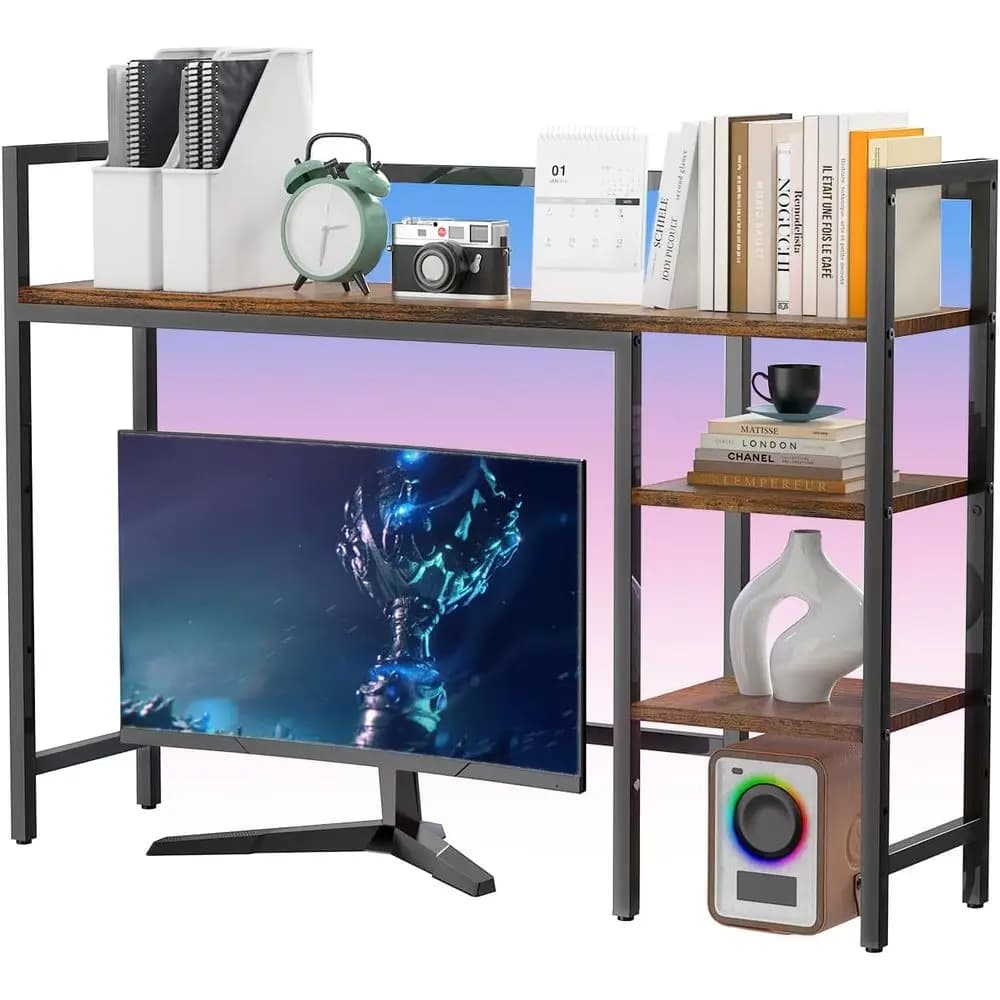 Scaffale da scrivania a 4 livelli in legno, organizer da scrivania multiuso per monitor fino a 28'' o scaffale per libri da scrivania da 38,6''