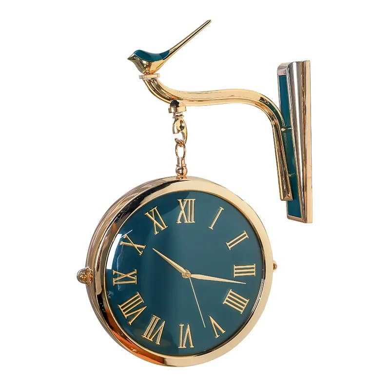 Orologio da parete a doppia faccia di lusso leggero, soggiorno, casa, elegante, moderno, semplice, di fascia alta, con senso muto, orologio a due lati