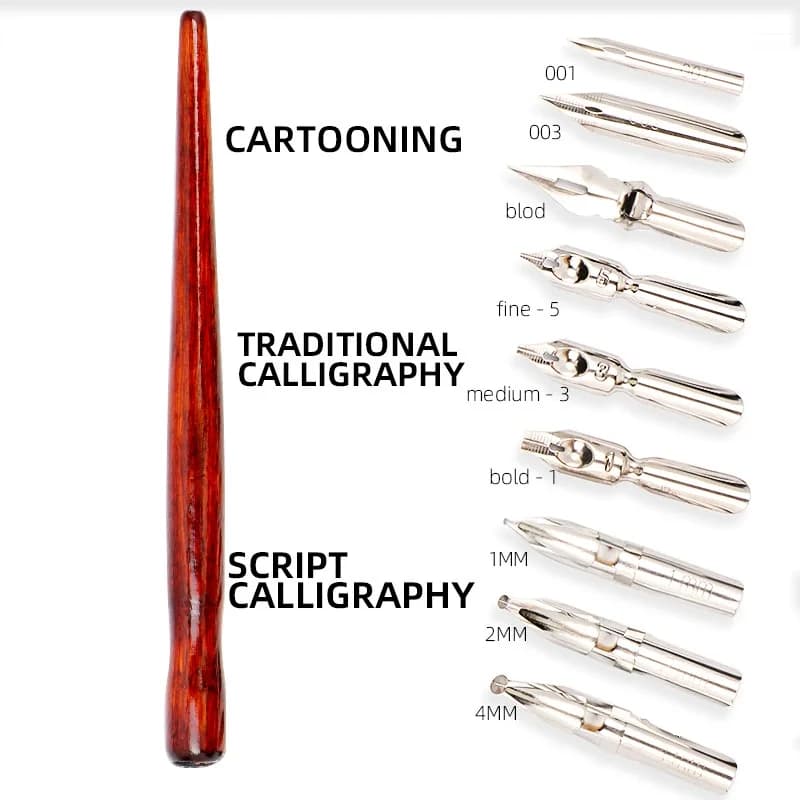 9 Types Calligraphy Nibs Dip Pen Set for Art Drawing Gothic Lettering Calligraphy Practice Animation Comic Drawing Designs