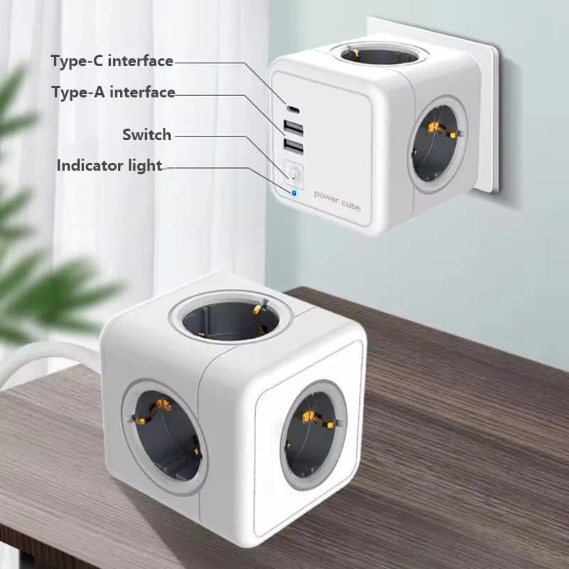 Spina da viaggio USB ciabatta filtro di rete intelligente Powercube ladro presa a t adattatore presa multipla caricatore cubo europeo