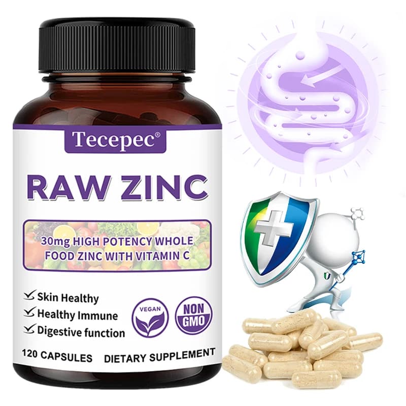 Zinc supplement, powerful immune support, rich in vitamin C, zinc vitamins for adults, promotes skin health, non GMO, gluten-free