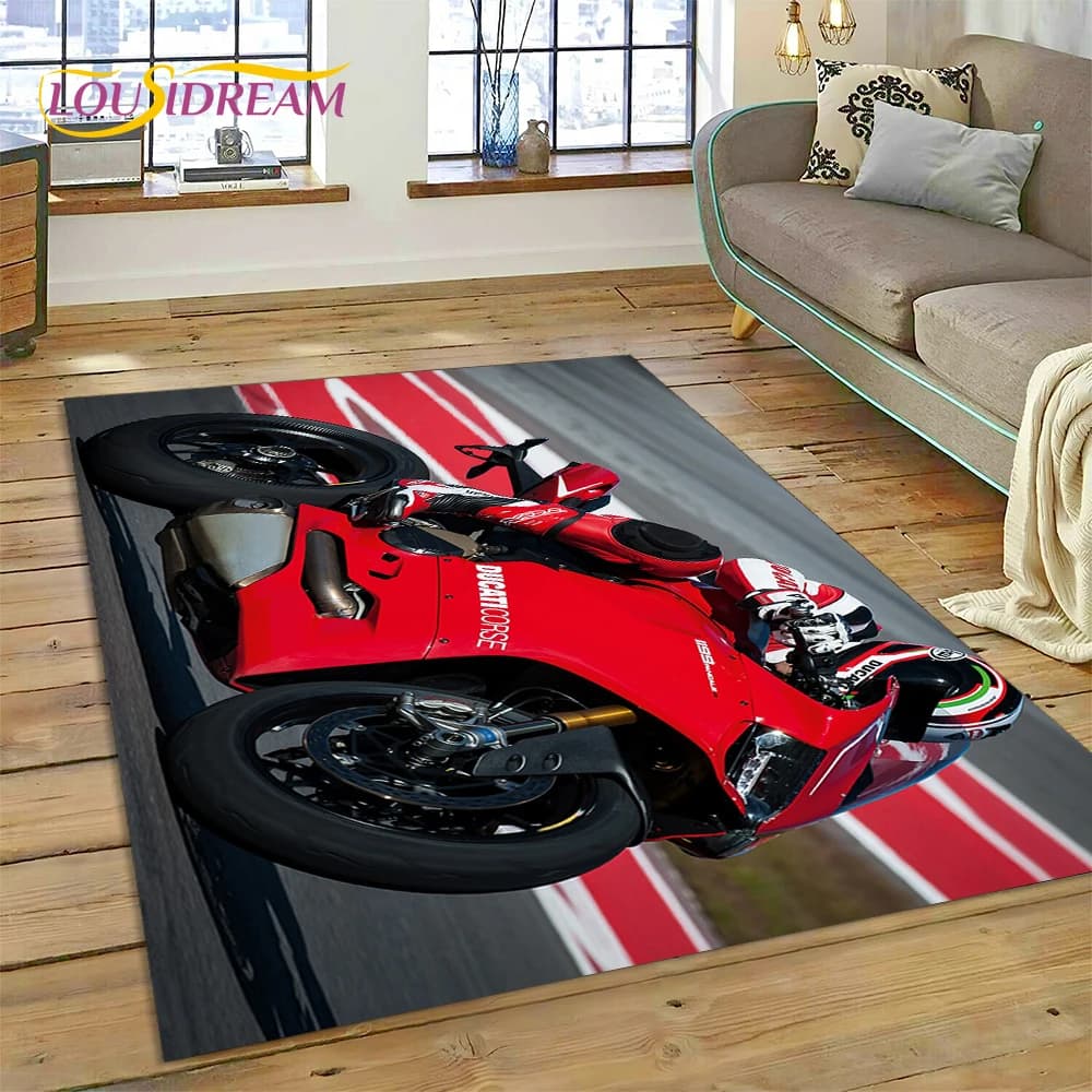 Ultimo Modello di Tappeto 3D con Logo Ducati per Soggiorno e Camera da Letto, Decorazione per la Casa, Tappetino Antiscivolo per Divano e Ingresso