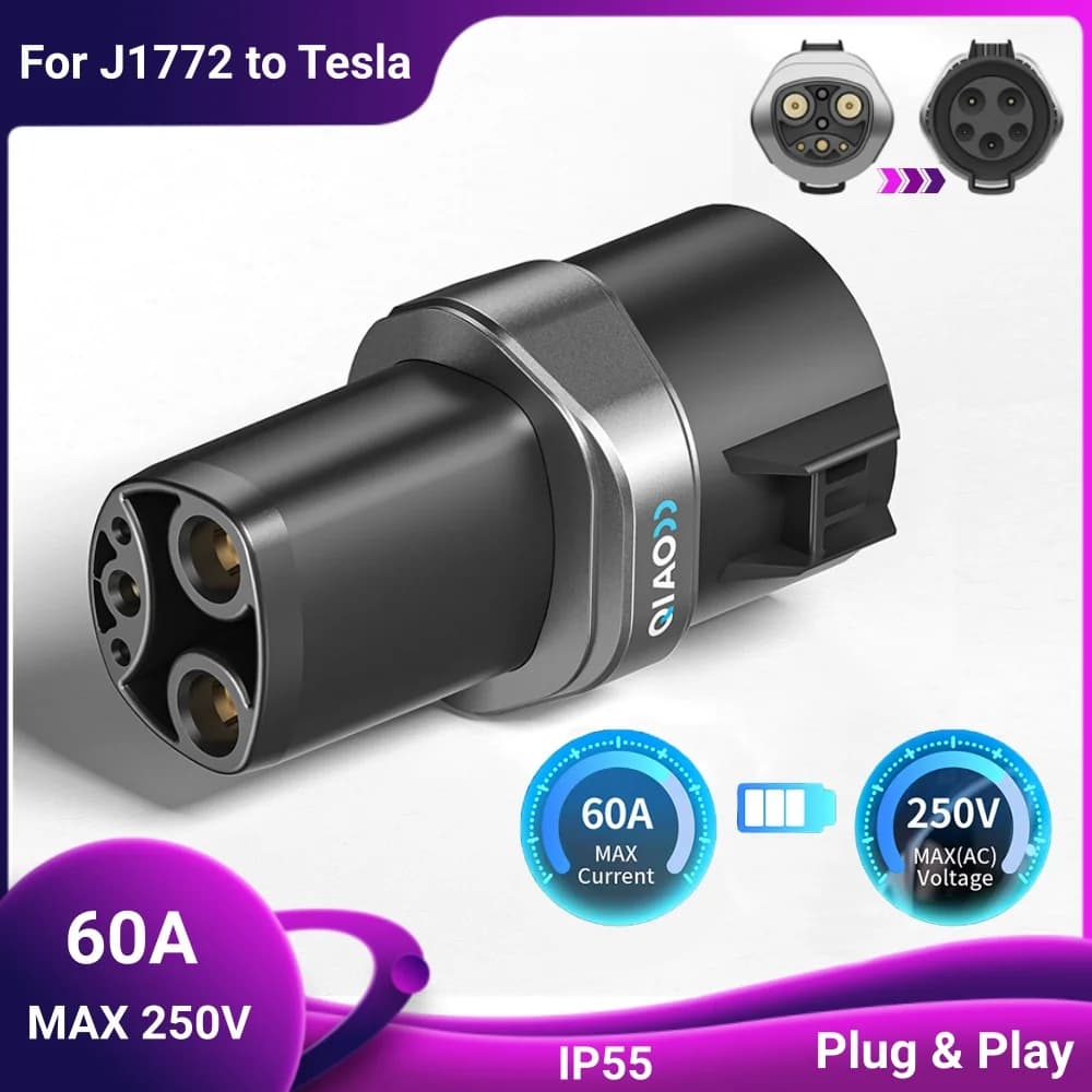 For J1772 to Tesla EV Charger Adapter Max 80A 250V AC Charging Adapter J1772 to NACS Adapter , Compatible With For Tesla S/3/X/Y