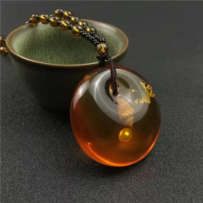 Collana di Perle di Cera d'Ambra con Cera di Miele, Cera d'Ambra Brasiliana, Artigianale, Stile Nazionale, Ciondolo, Ornamenti