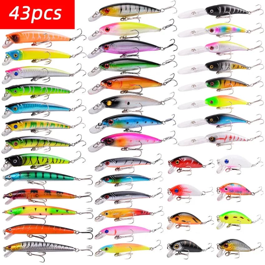 43pcs Kit di esche da pesca miste Minnow Hard Baits Crankbait Swimbait Fishing Lure Set Gear For Bass Pike acqua salata d'acqua dolce