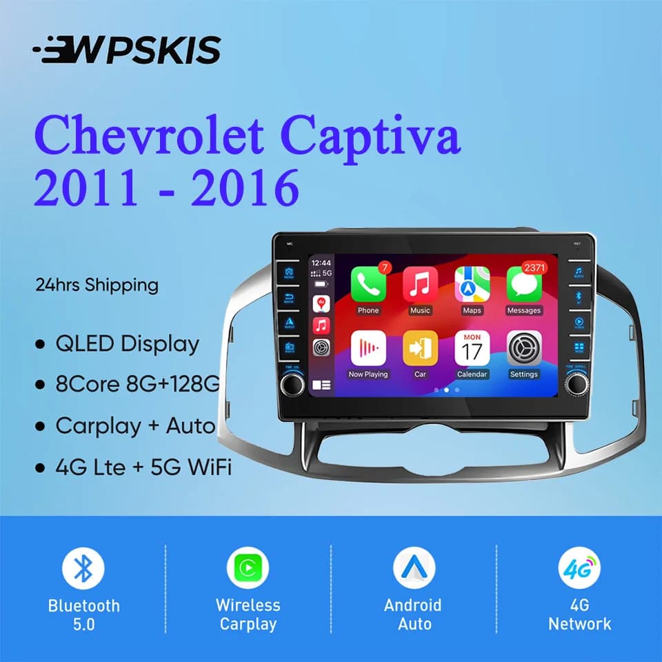 8G Ram 128GB Android 14 Autoradio Video Audio A/V Musica Lettore DVD GPS Navi HU Per Chevrolet Captiva 2011 - 2016 Carplay Auto BT