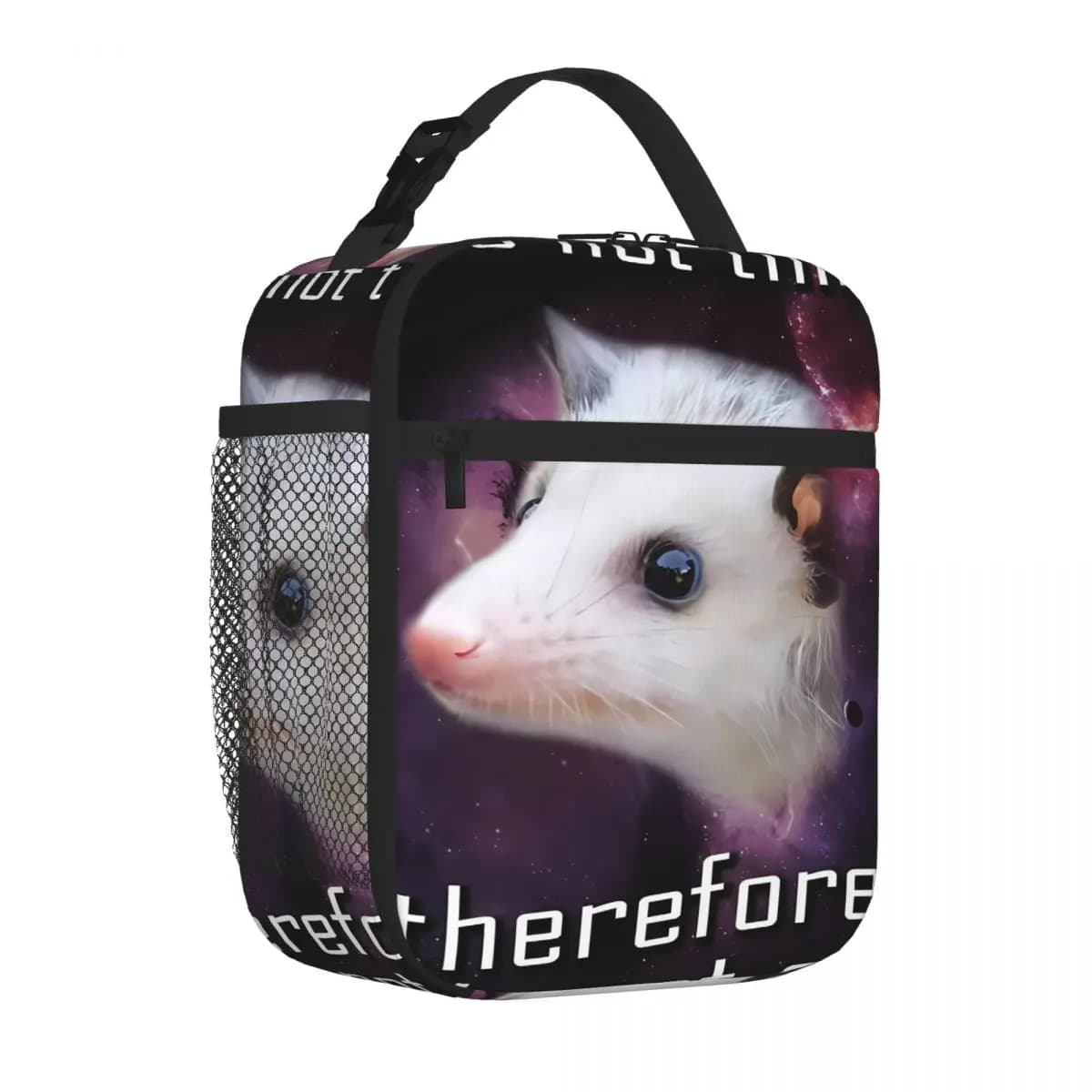 Bestselling I Do Not Think, There I Do Not Am Possum Polka Dot Lunch Carrier Pet Snack Carry Insulated Food Bag