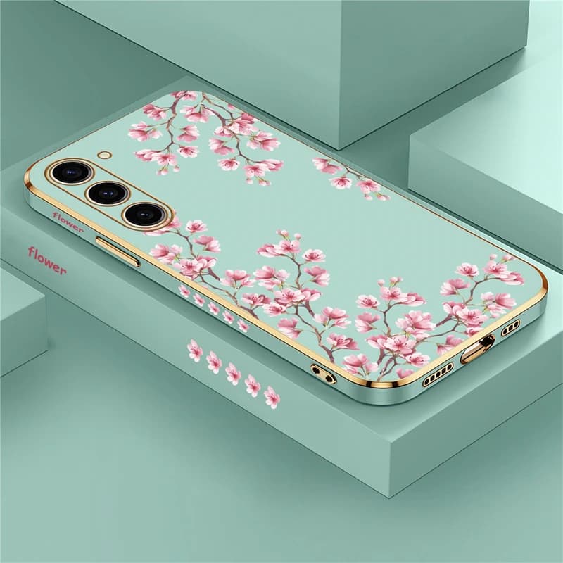 S24 S23 S22 S21 Fiore Caso Per Samsung Galaxy S10 Plus S20 S21 FE S22 Ultra NOTE 20 10 Lite Placcatura In Silicone Della Copertura Del Telefono Coque