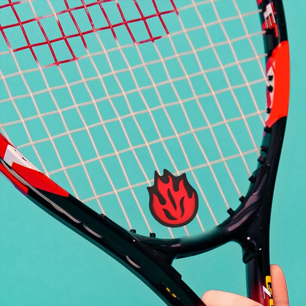 Set of 4 Ammortizzatori per Racchetta Tennis con Motivo a Fiamma, Silicone Premium Vibration Absorbers for a Soft Grip and a Greater Accuracy in Food
