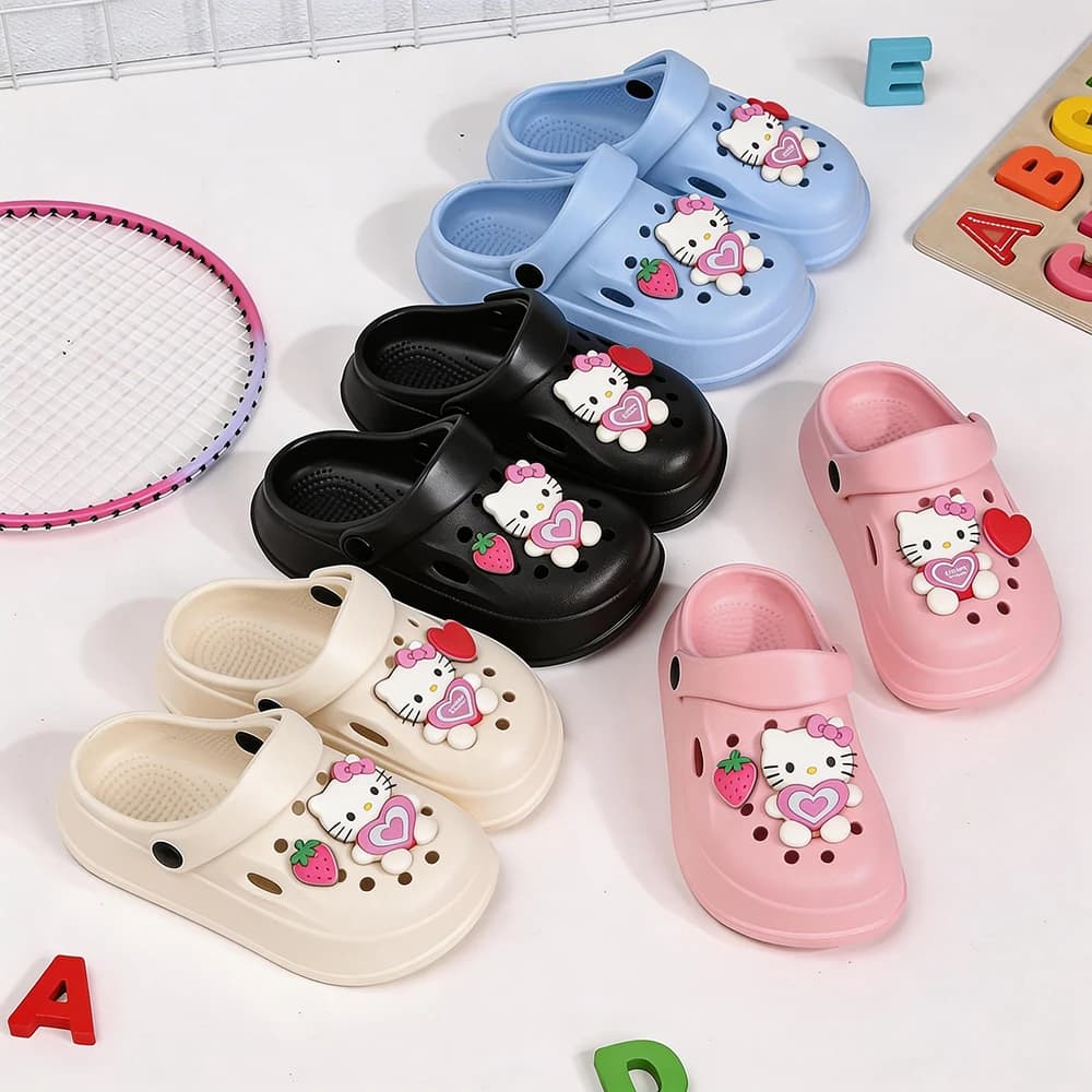 Ciabatte per Bambini con Personaggi Sanrio, Hello Kitty, Sandali a Forma di Cuore, Scarpe da Casa, Estive, da Giardino e Spiaggia, Casual per Ragazze e Ragazzi