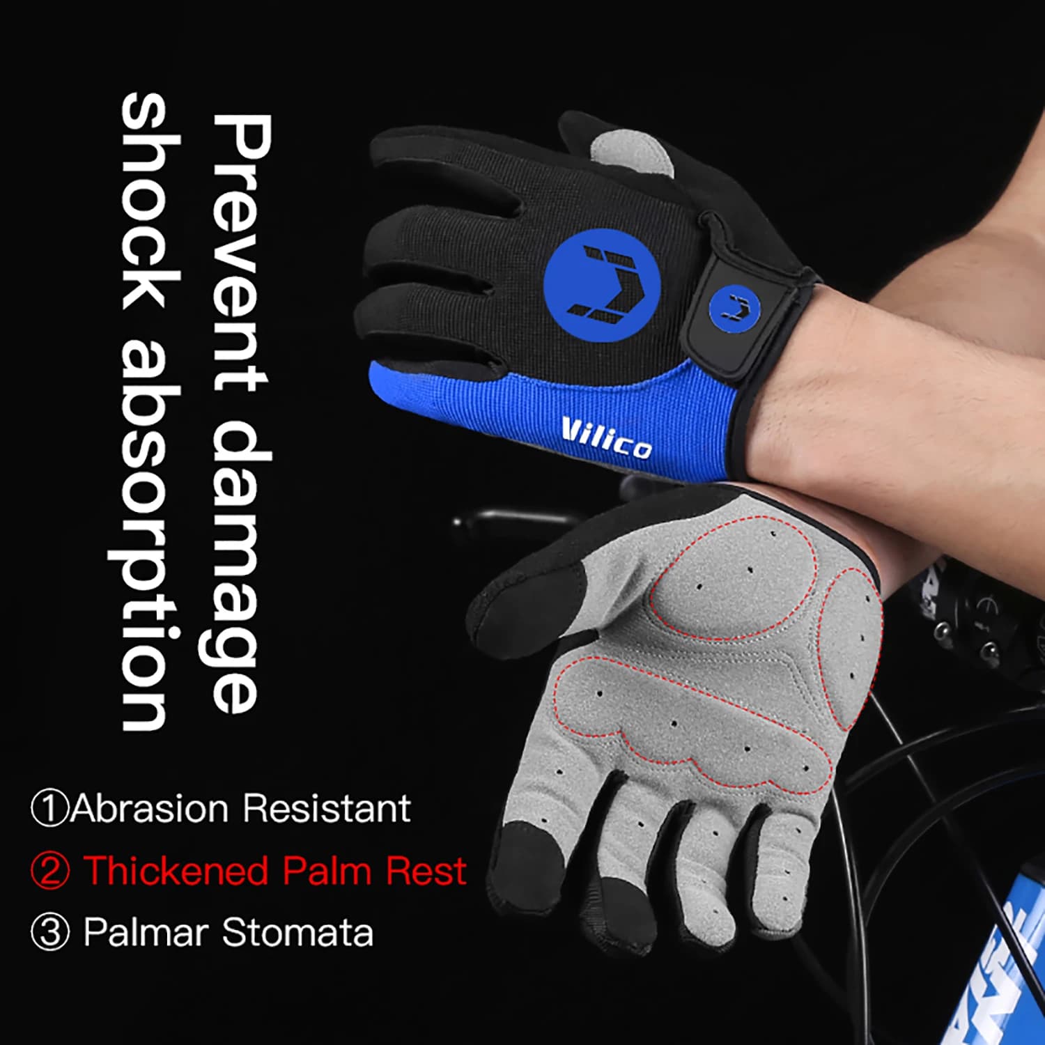Non-slip Cycling Gloves with Full fingers MTB Cycling Gloves Women's Breathable Anti-shock Sports Gloves for Men