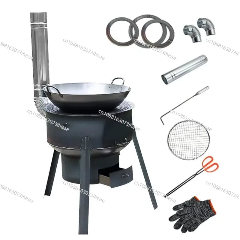 Stufa da cucina esterna staccabile portatile da 43 cm Stufa da campeggio mobile a legna da ardere da campeggio per barbecue Picnic Escursionismo Riscaldamento Cucina