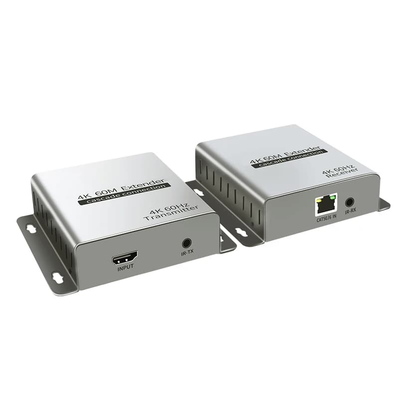 Trasmettitore e Ricevitore Video HDMI 4K 60Hz su Cavo di Rete RJ45 Cat6 da 60m, Connessione a Cascata da Uno TX a Molti RX