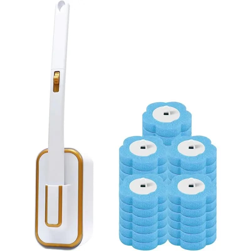 Sistema di Spazzole per WC Usa e Getta A04G con 30 Ricariche e Supporto, Kit di Facile Sostituzione per Bagno, Camper, Vasca