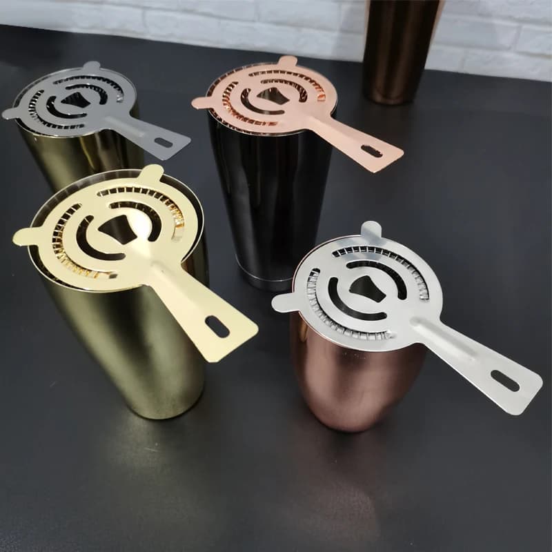 Colino per cocktail shaker nero/oro rosa, colino professionale da bar in acciaio inossidabile