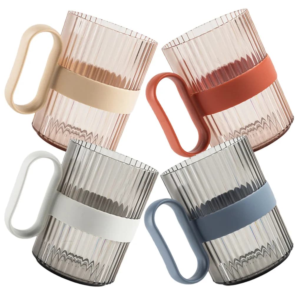 Set di 4 Tazze Riutilizzabili in Plastica per Spazzolini da Denti, Accessori da Bagno Multiuso, Bicchieri da Viaggio