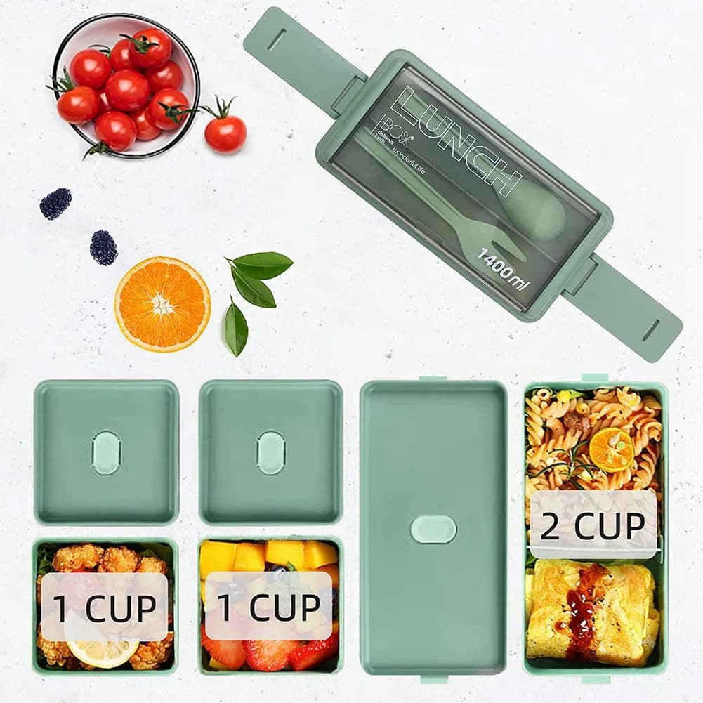 2025 Trendportable Lunch Box per adulti, bambini Scatole di controllo delle porzioni di preparazione dei pasti a prova di perdite Stile per contenitore sottile a scomparto