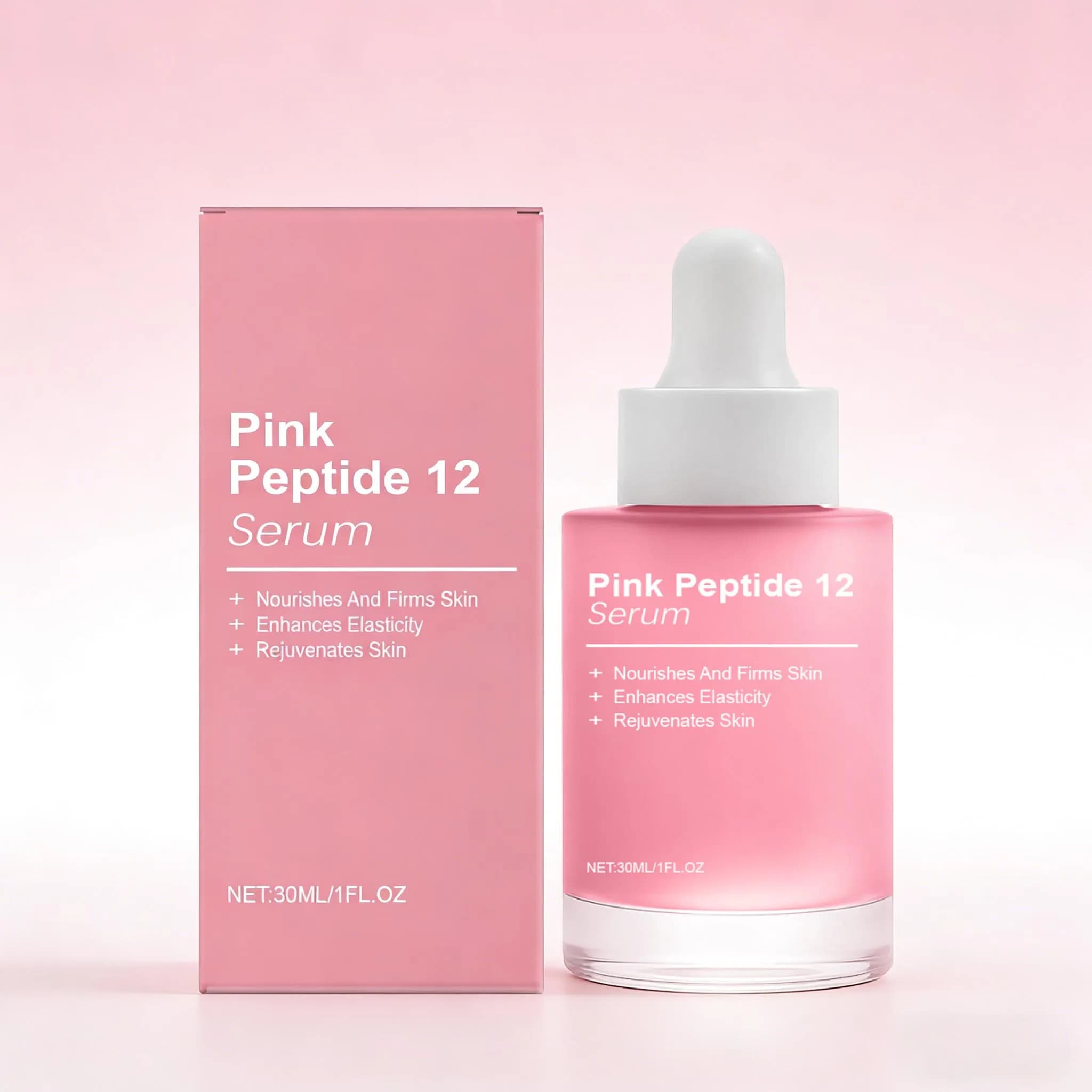 Serum Viso Pink Peptide 12 with Niacinamide for Hydration, Radiant Effect, Tone Uniformation and Bright Skin - Korean Essence for Face Care