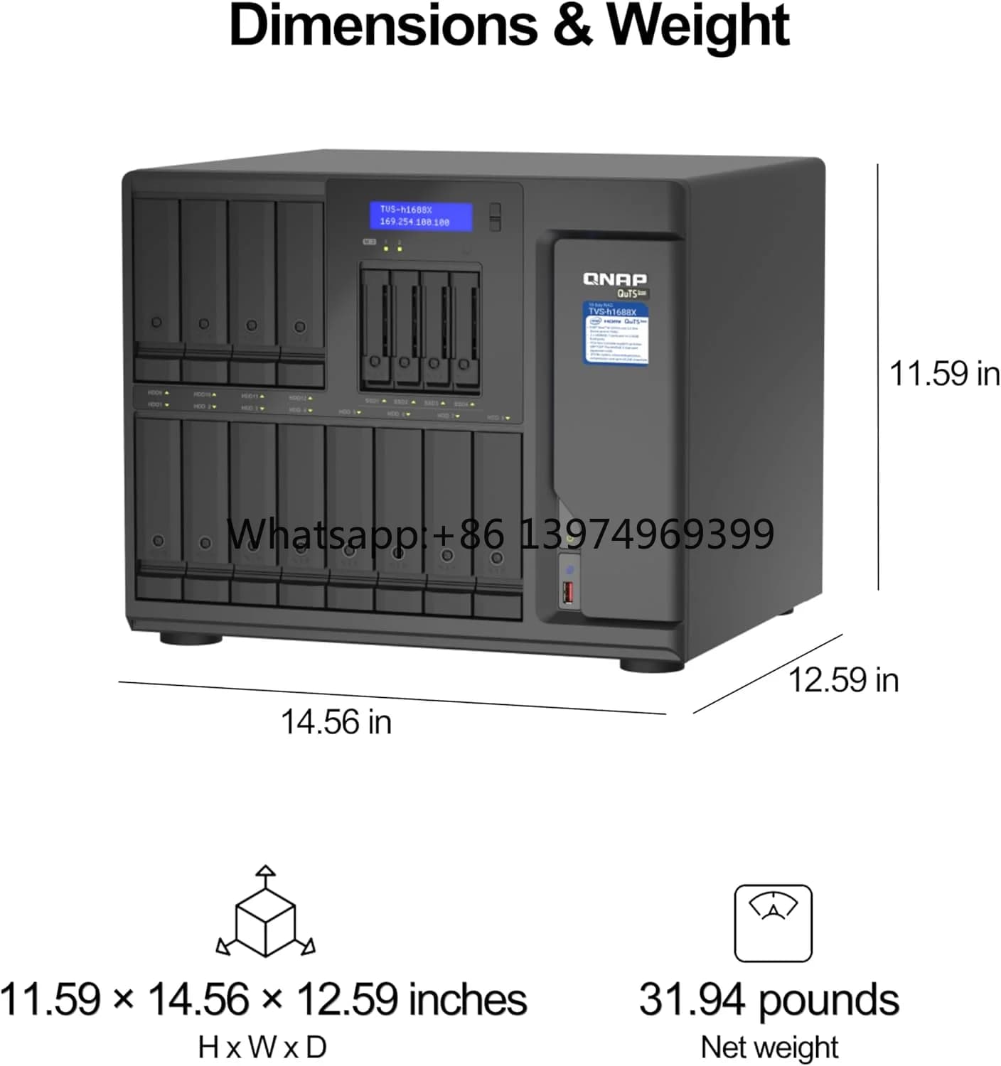 QNAP TVS-h1688X-W1250-32G Network Storage Server High-speed Media NAS with Xeon W-1250 CPU and Two 10GbE Ports
