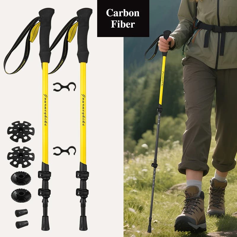Adjustable Carbon Fiber Trekking Sticks Unisex Telescopic Shoe for Climbing and Hiking