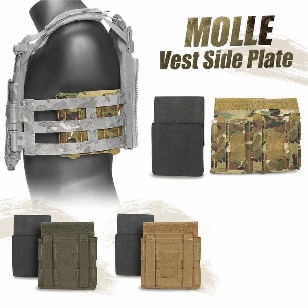 2 Pezzi Tasca Laterale Tattica MOLLE per Gilet con Inserti in EVA, Protezione Antiurto per Gilet da Caccia JPC2.0 AVS LV119