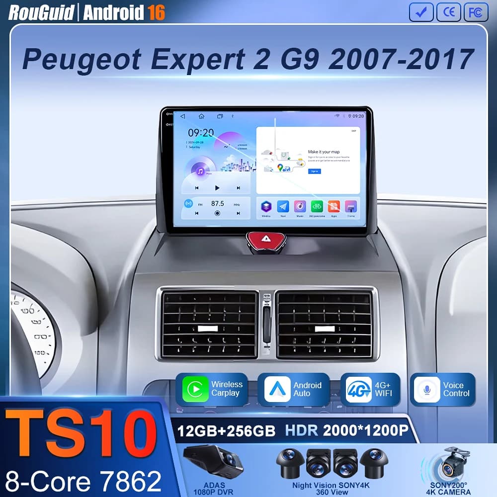 Autoradio Carplay Per Peugeot Expert 2 G9 Per Citroen Jumpy Per Fiat Scudo Per Toyota Proace 2007-2017 Navigazione GPS No 2din 4G